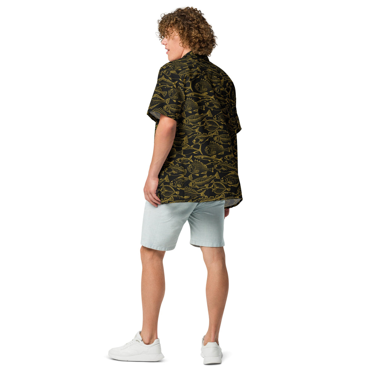 Men’s Sea of Gold Hawaiian Button Shirt Rumanglobalcraft