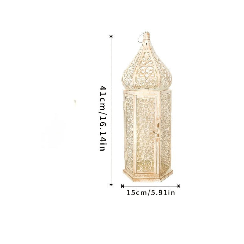 Moroccan Iron Candle Lantern Retro Portable Decor