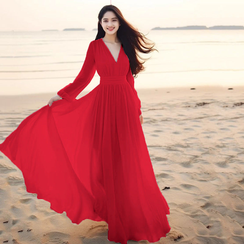 Beach Vacation Flowy Long Maxi Dress