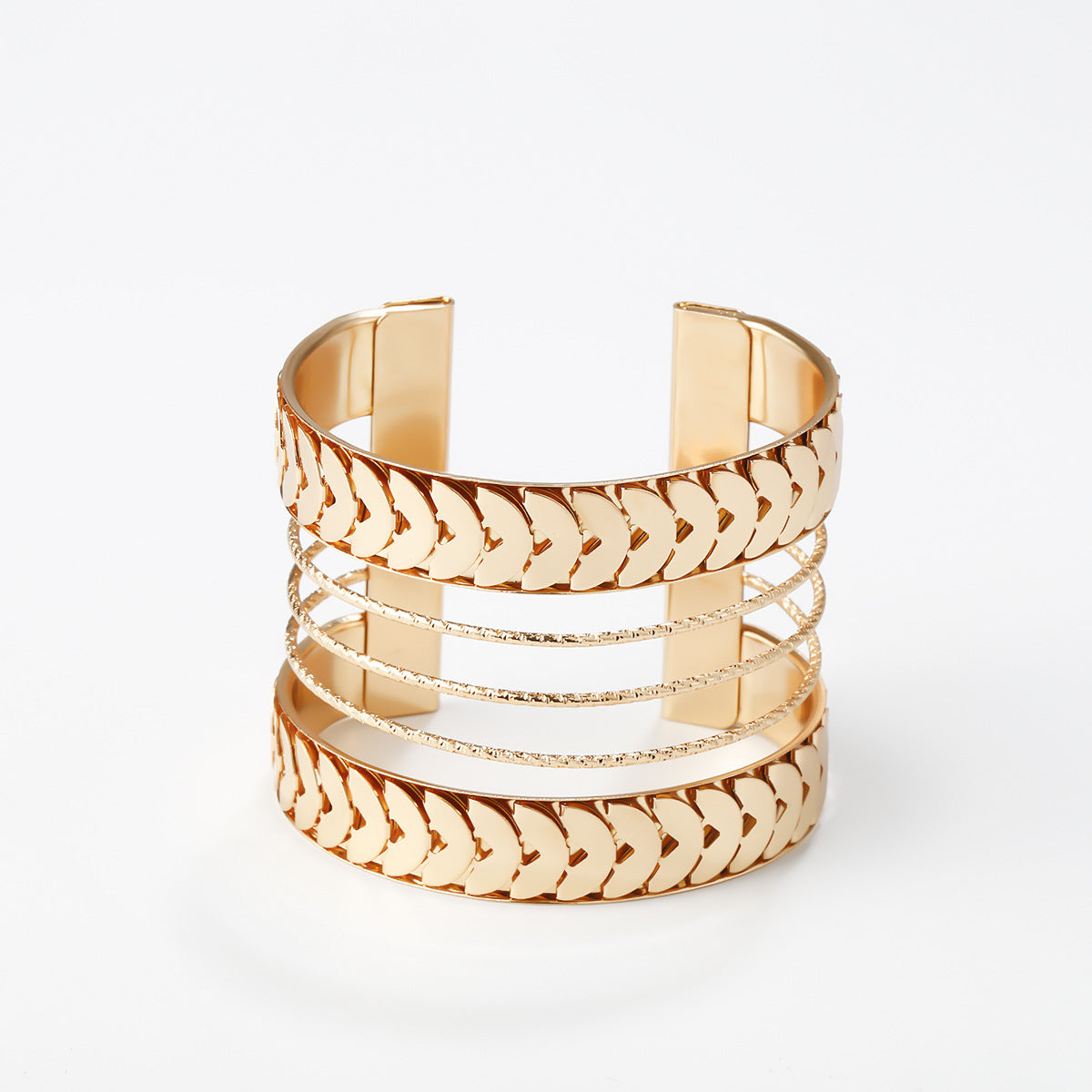 Women's Retro Half Circle Stitching Metal Bracelet