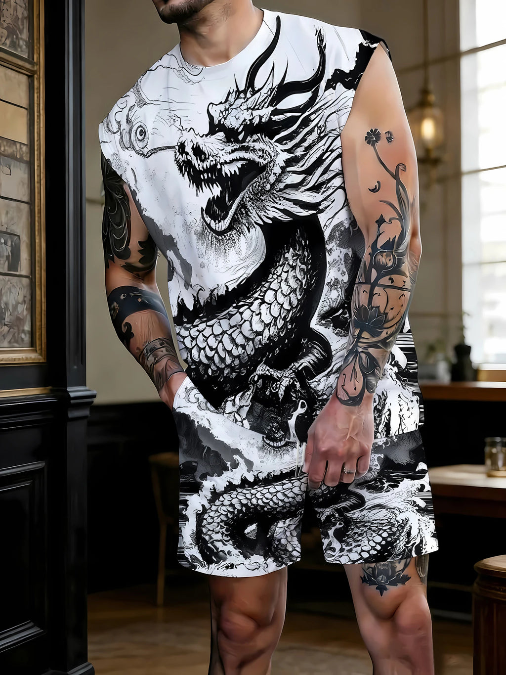 Men's Quick Dry Tank Top and Shorts Set Polyester Athletic Gym Workout 2 Piece Suit Standard Size Rumanglobalcraft