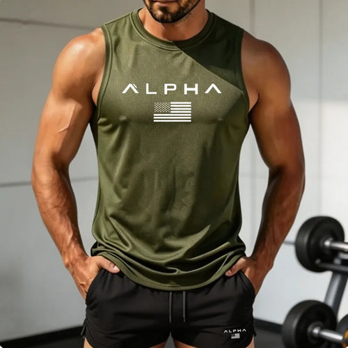 2026 Alpha Men's Printed Round-neck Fitness Vest+shorts Undershirt, Muscle Quick-drying Basketball Vest Rumanglobalcraft