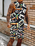Men's V-Neck Tank Top and Shorts Set Lightweight Polyester Homewear Vacation Outfit Standard Fit Rumanglobalcraft