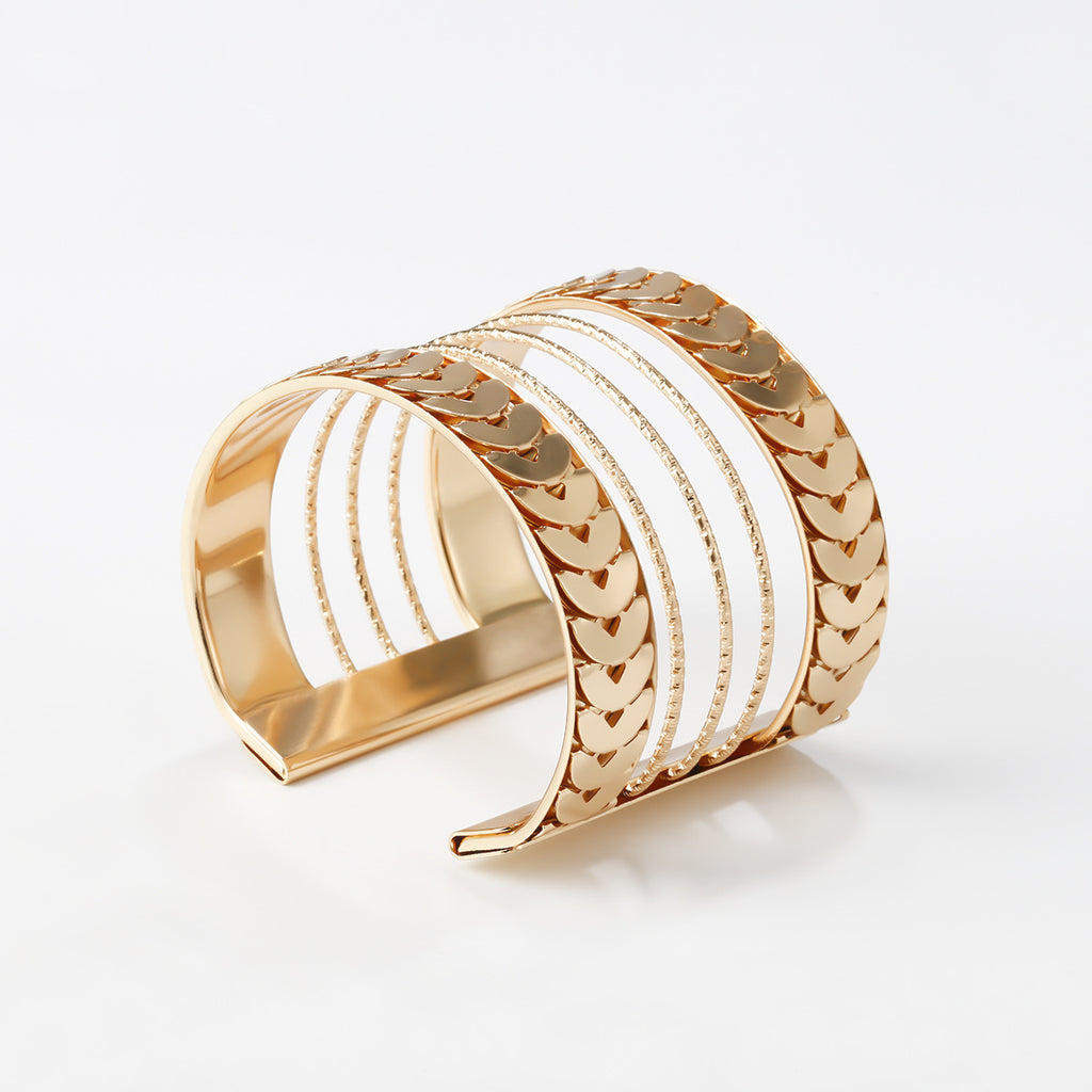 Women's Retro Half Circle Stitching Metal Bracelet