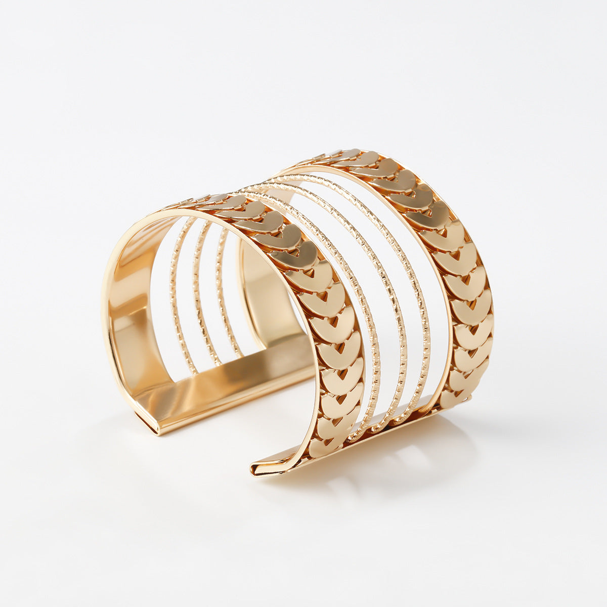 Women's Retro Half Circle Stitching Metal Bracelet