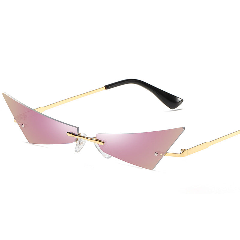New personality cat eye frameless sunglasses men and women trend fashion street beat sunglasses narrow side glasses S9028