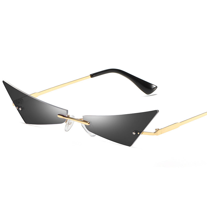 New personality cat eye frameless sunglasses men and women trend fashion street beat sunglasses narrow side glasses S9028