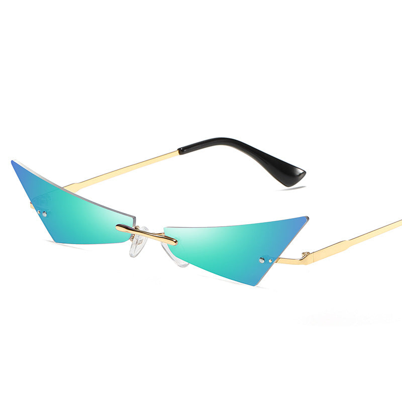 New personality cat eye frameless sunglasses men and women trend fashion street beat sunglasses narrow side glasses S9028