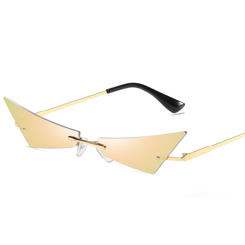 New personality cat eye frameless sunglasses men and women trend fashion street beat sunglasses narrow side glasses S9028