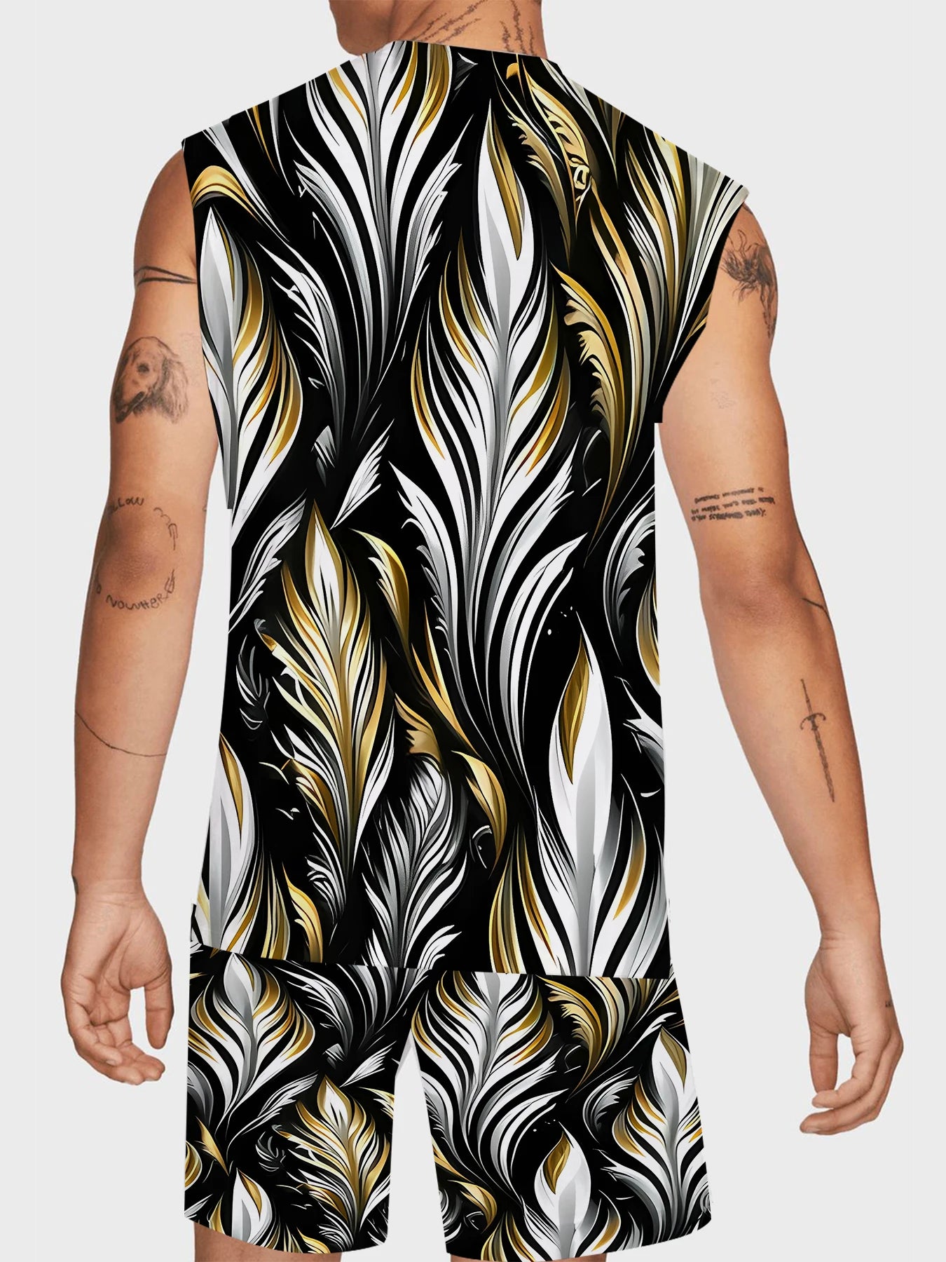 Men's Solid Color Tank Top and Shorts Set Comfortable Polyester Lounge Set Casual Streetwear True to Size Rumanglobalcraft