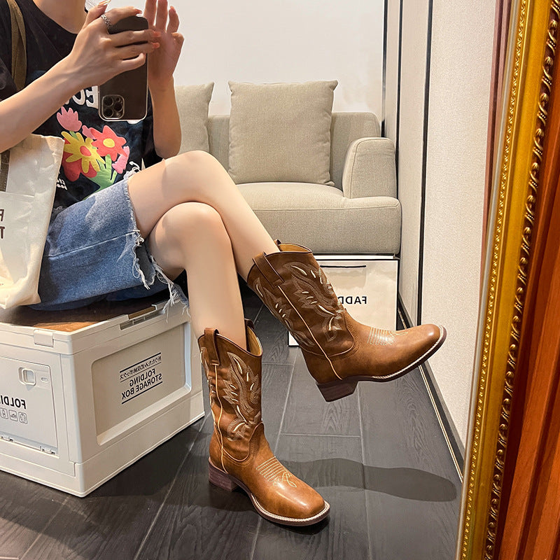 Vintage Embroidered Western Cowboy Boots