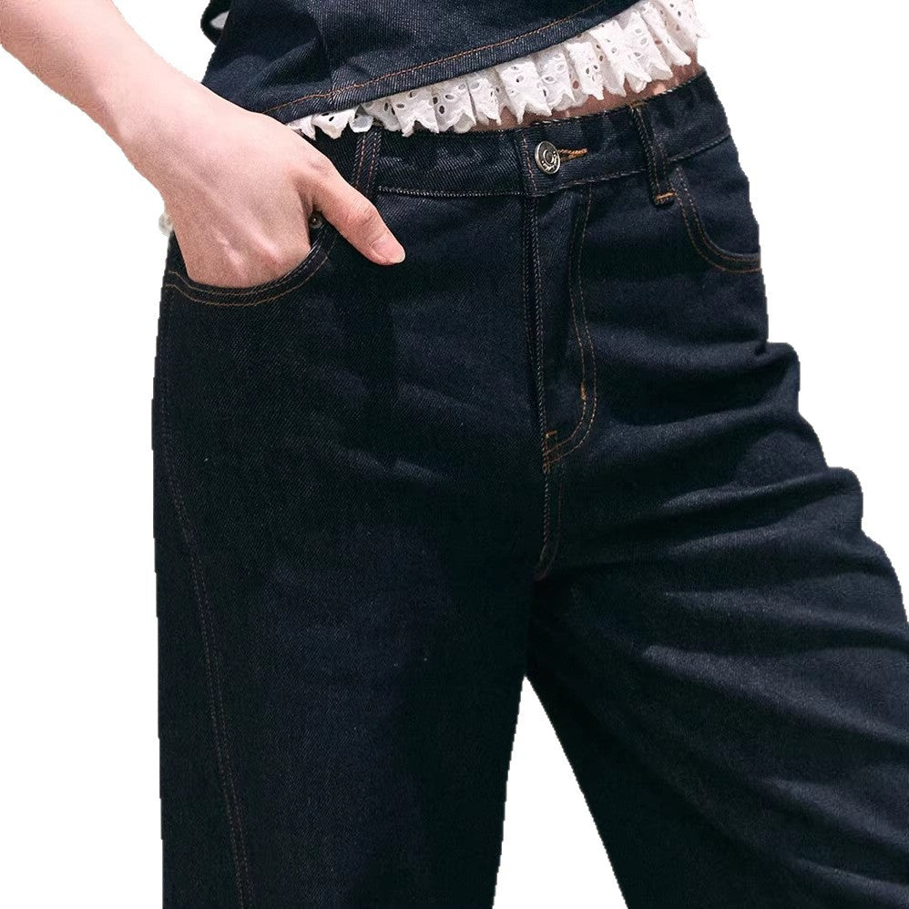 Bohemian Lace Denim Strap Wide-Leg Pants Set Sun-Kissed Look
