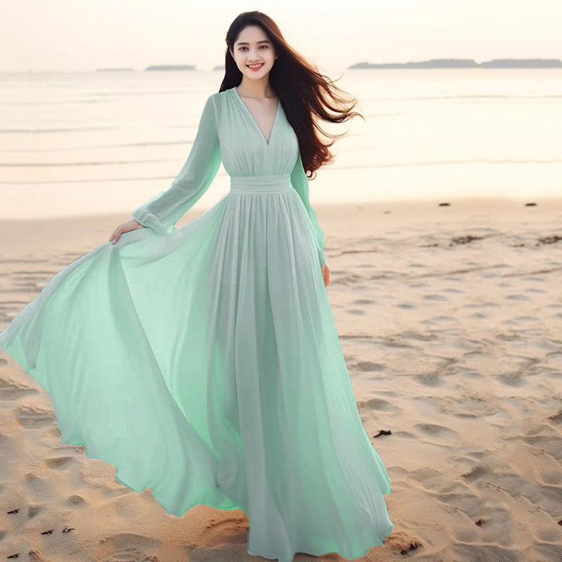 Beach Vacation Flowy Long Maxi Dress