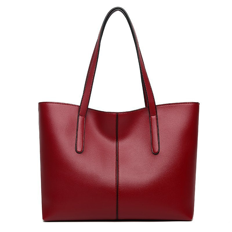 Large-capacity leather shoulder bag