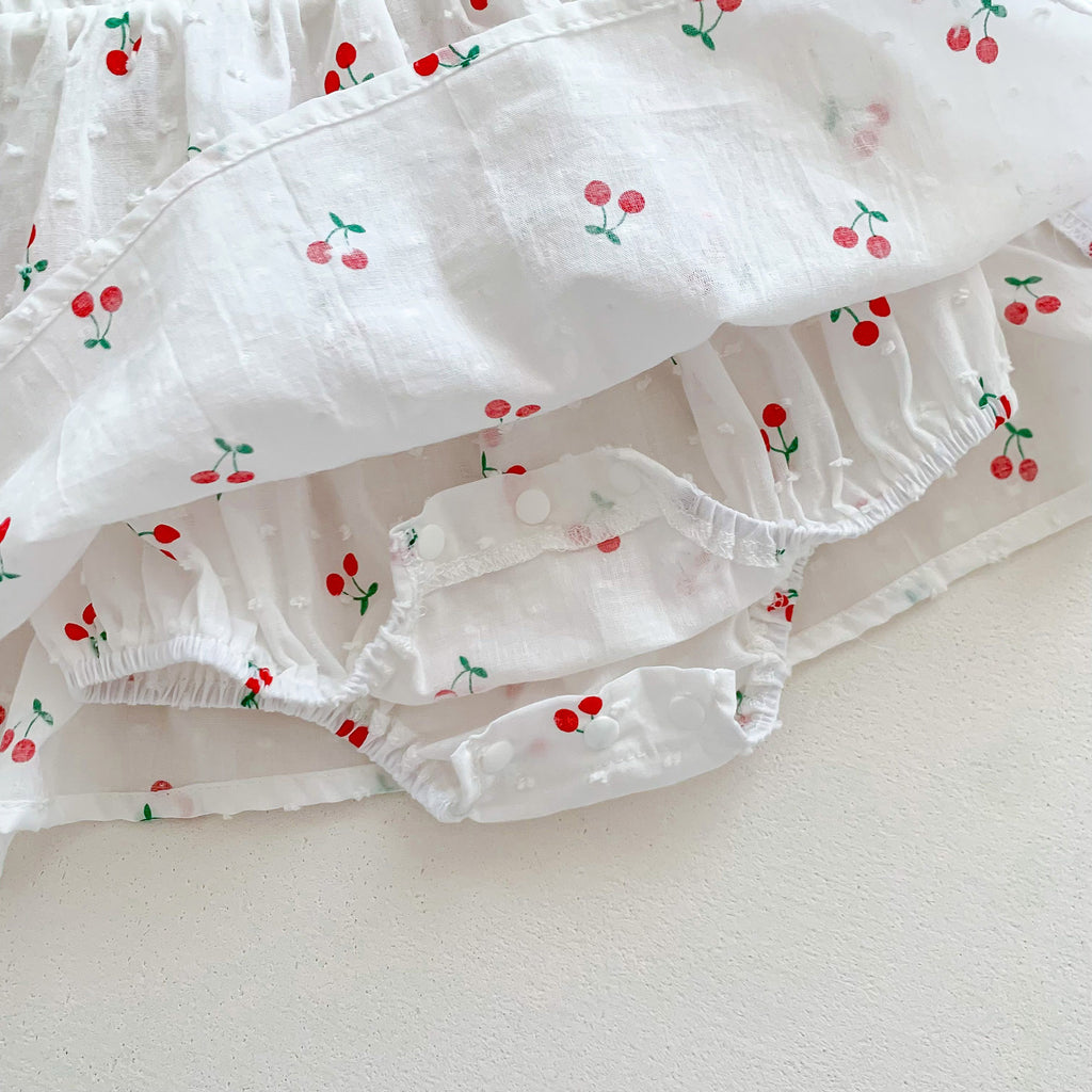 Summer Lightweight Baby Girl Clothes, Newborn Summer Outfit, Romper, Crawling Suit, Princess Bodysuit, Cherry Dress