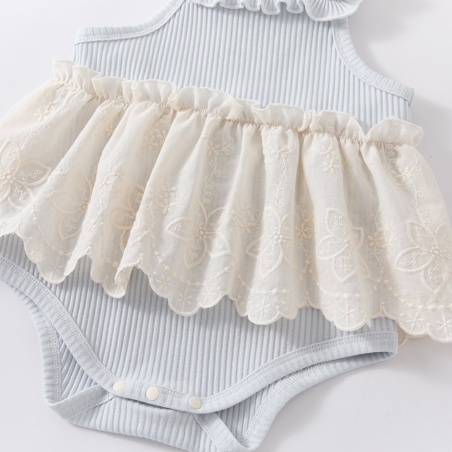 Lightweight Knit Sleeveless Romper Baby Stylish Versatile Sweet Patchwork Strap Bodysuit