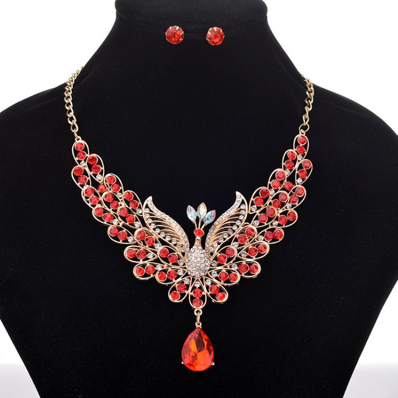 Colored Diamond Peacock Necklace