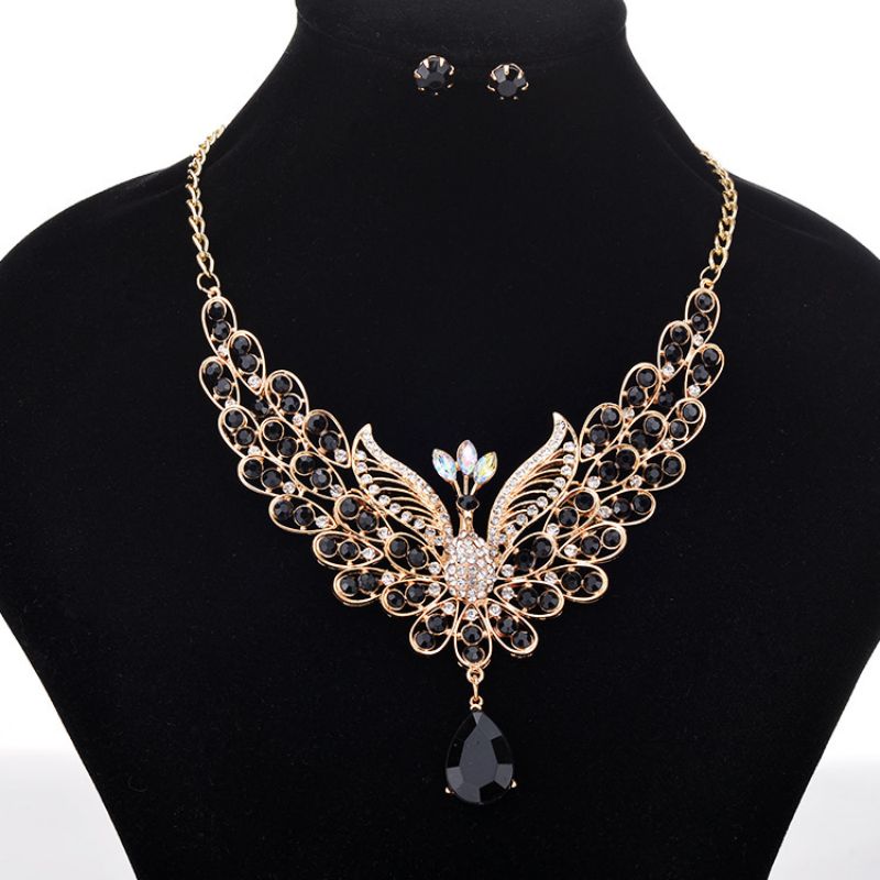 Colored Diamond Peacock Necklace