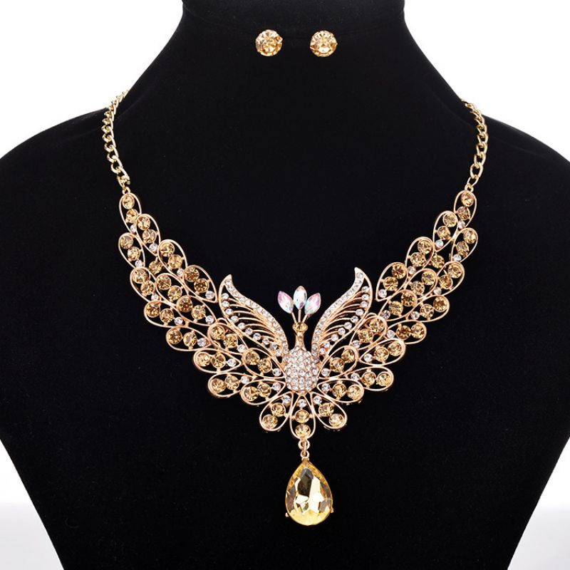 Colored Diamond Peacock Necklace