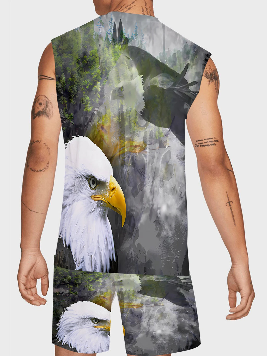 Men's Camouflage Print Tank Top and Shorts Set Polyester Tactical Style Casual Outfit EU/US Size Rumanglobalcraft