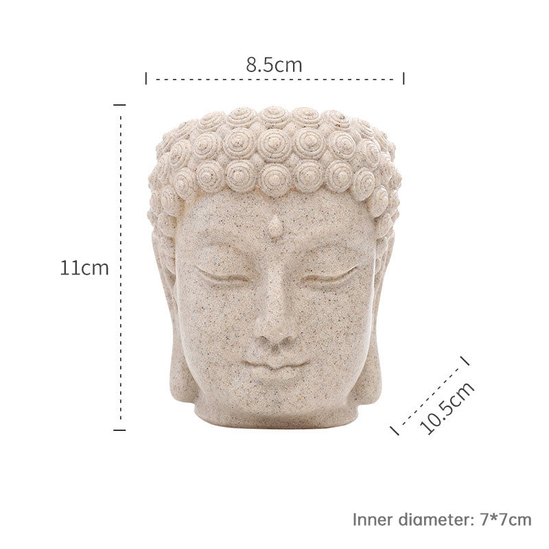 Buddha Head Flower Pot, Small Resin Succulent Planter, Garden Pot Home Office Desk Decoration eprolo