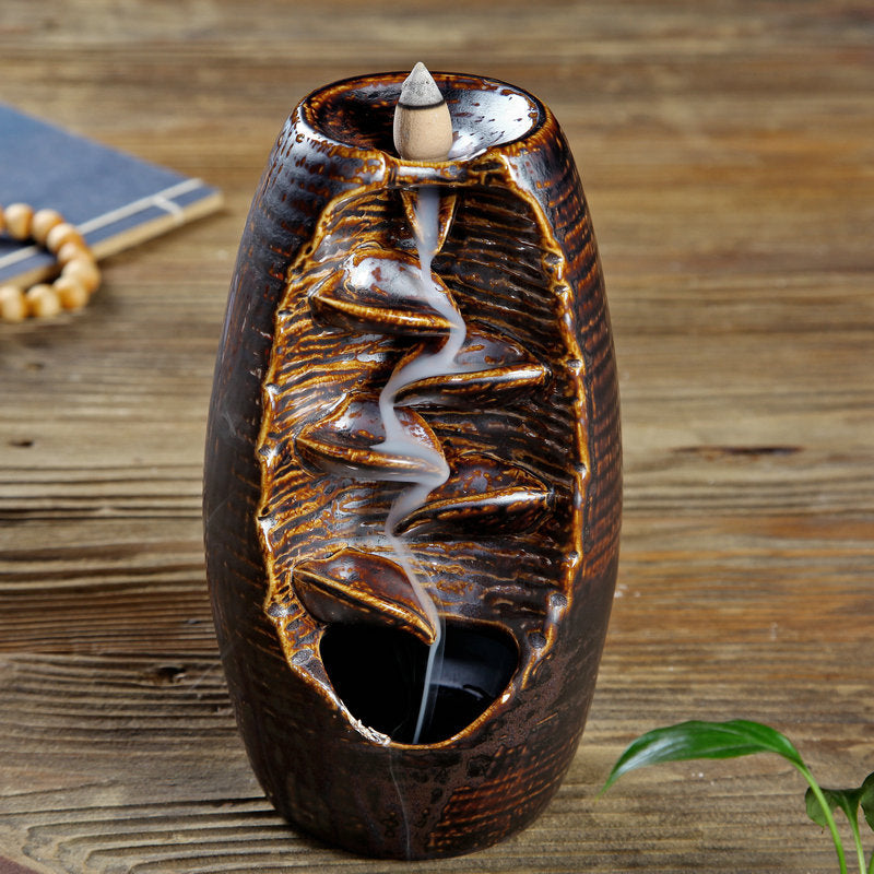 Ceramic inverted incense burner creative kiln turned blue right and left source back to the aromatherapy furnace home decoration Rumanglobalcraft