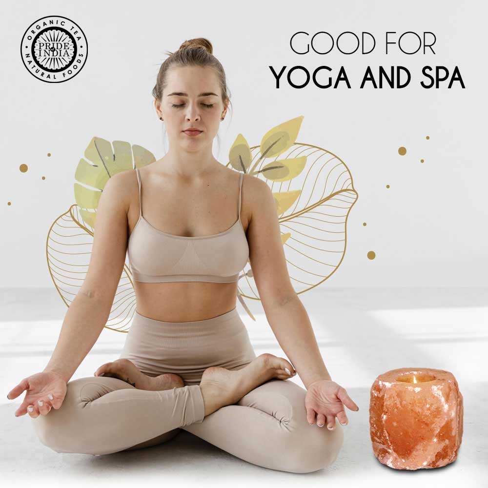 Himalayan Pink Salt Tea Light Holder by Pride of India – Salt Candle Holder – Room Décor Item – Great for Creating an Ambiance – Ideal for Home & Spa Uses – Natural Shape DC-Pride India Brands