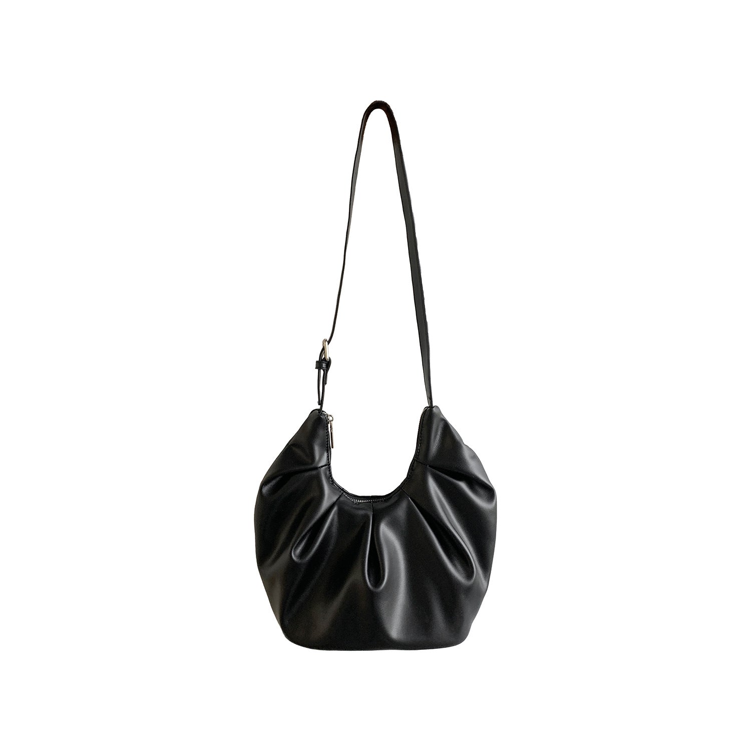 New Arrival Pleated Horn-Shape Creative Niche Soft PU Leather Dumpling Bag