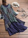 Summer cotton and linen ethnic print skirt