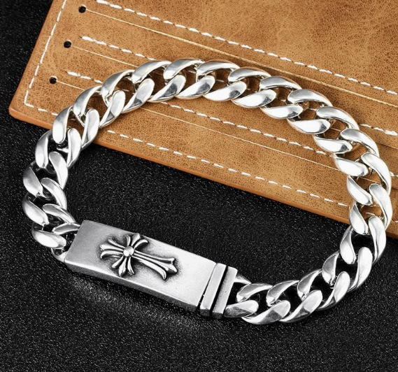 Letter Bracelet Vintage Thai Silver Cross Dice Bracelet