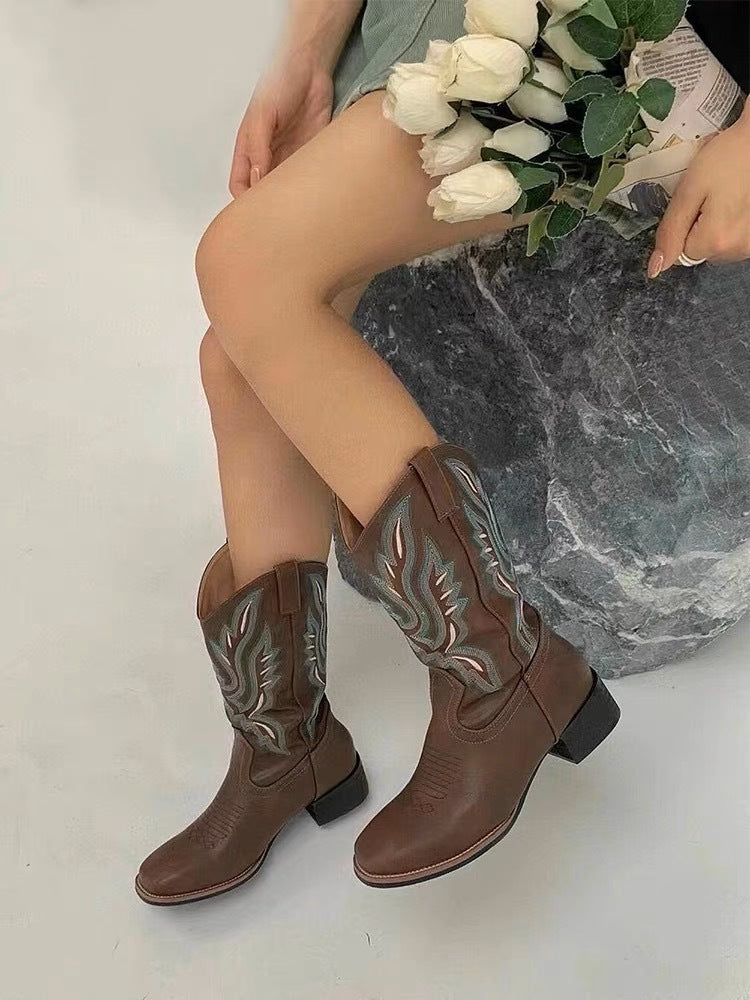 Vintage Embroidered Western Cowboy Boots