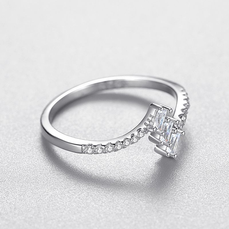 Sterling Silver Niche Design Diamond Cube Sugar Index Ring