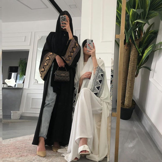 Women's Muslim Black Long Robe with Embellishments Rumanglobalcraft