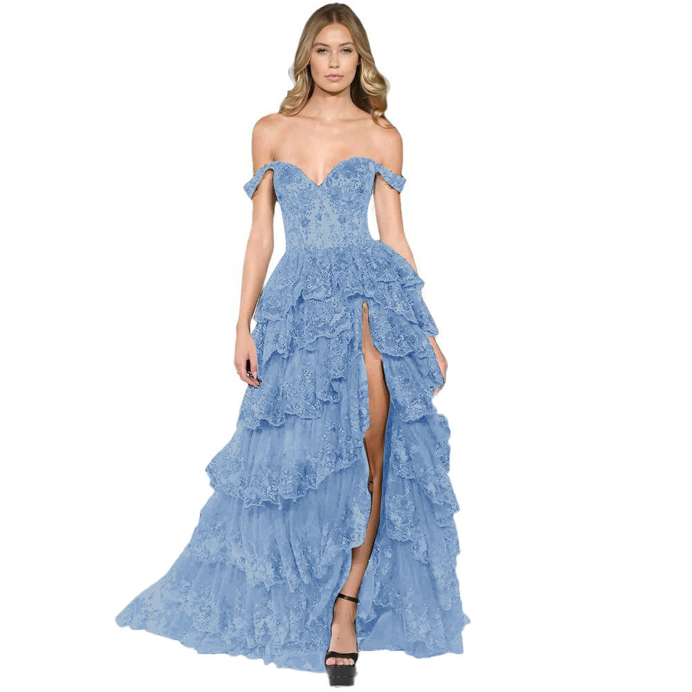 Off-Shoulder Evening Dress with Slimming Fit