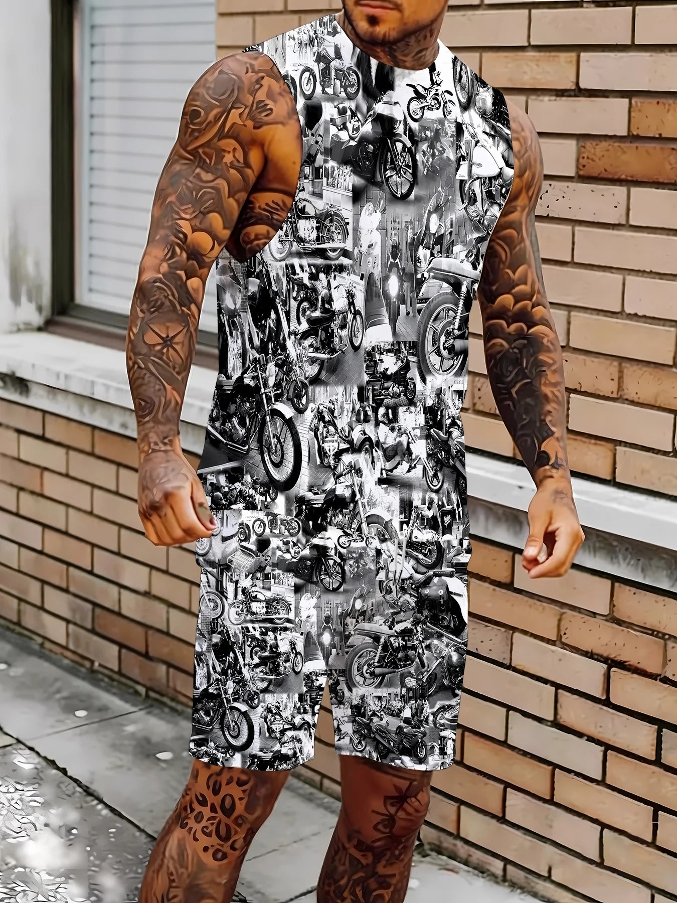 Men's Solid Color Tank Top and Shorts Set Comfortable Polyester Lounge Set Casual Streetwear True to Size Rumanglobalcraft