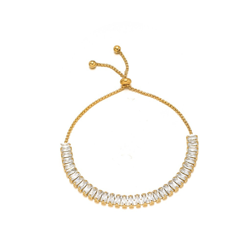 Single-sided Zircon-studded Chain Pearl Bracelet