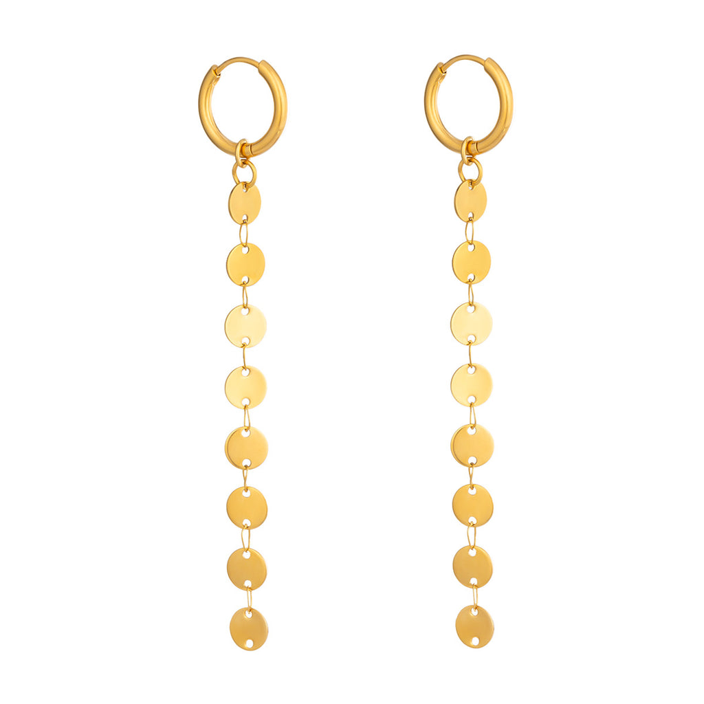 Small Disc Tassel Pendant Earrings For Women