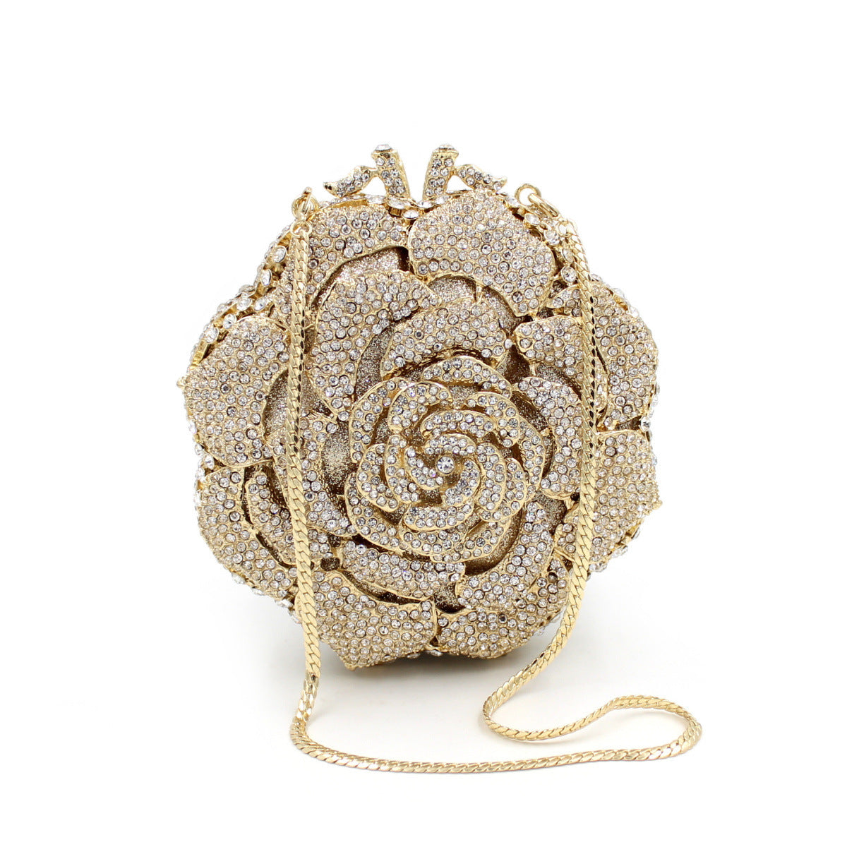 BL011 Rose Luxury Rhinestone Bag Hollow Metal Crystal Dinner Bag Foreign Trade Diamond Bag Lady Clutch Bag Rumanglobalcraft