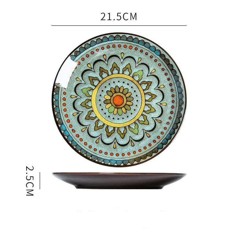 Creative Hand-Painted Ceramic Round Plate for Home Use