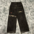 Loose Fit Retro Pattern Jeans Street Casual Wide Leg Pants