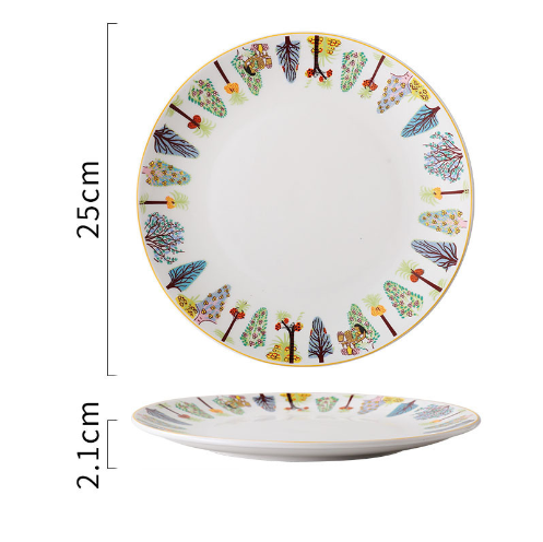 Creative Hand-Painted Ceramic Round Plate for Home Use