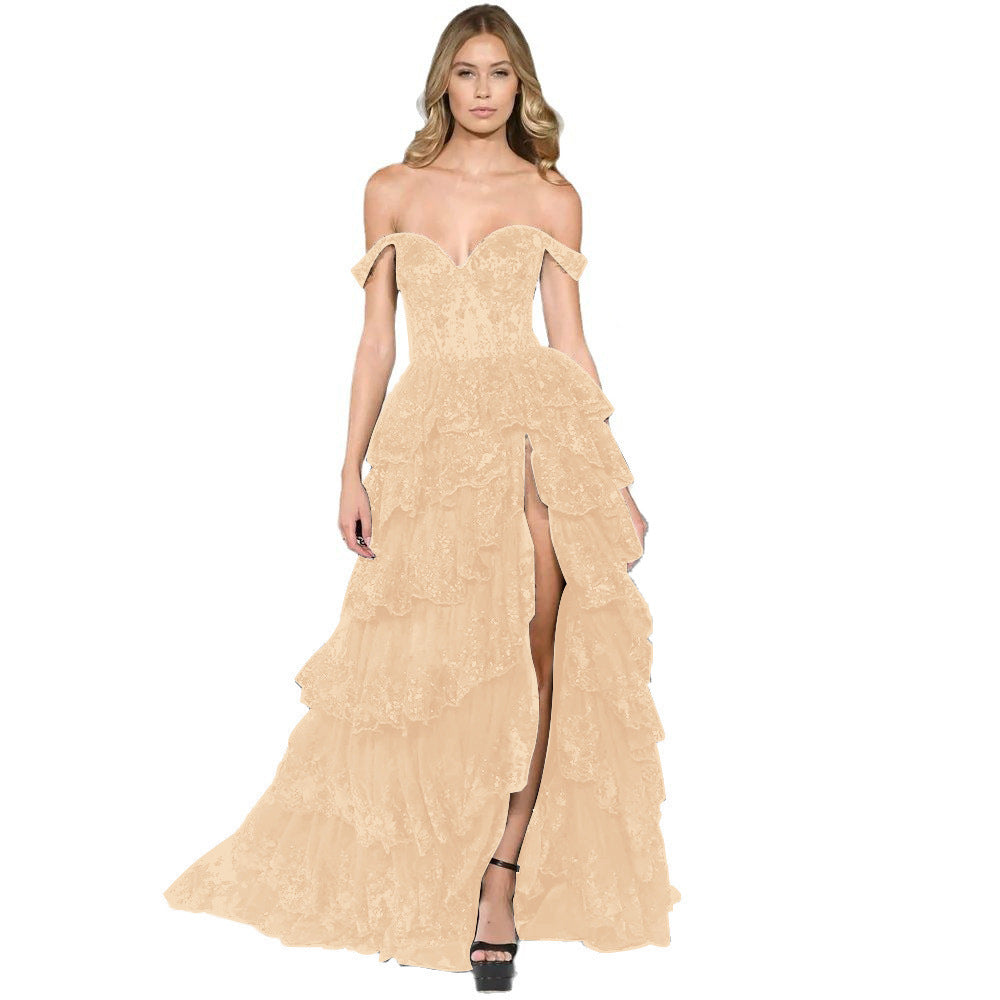 Off-Shoulder Evening Dress with Slimming Fit