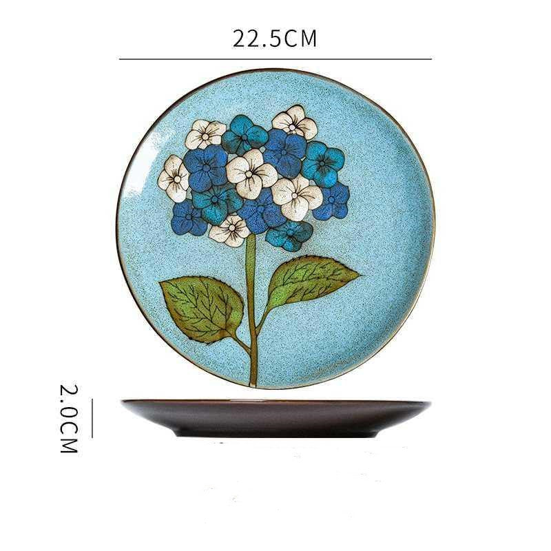 Creative Hand-Painted Ceramic Round Plate for Home Use
