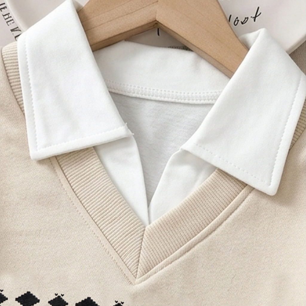 Boy's  Two-Piece V-Neck Sweatshirt Long Sleeve Casual Pants