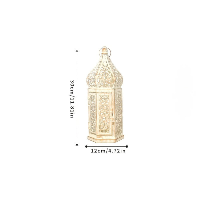 Moroccan Iron Candle Lantern Retro Portable Decor