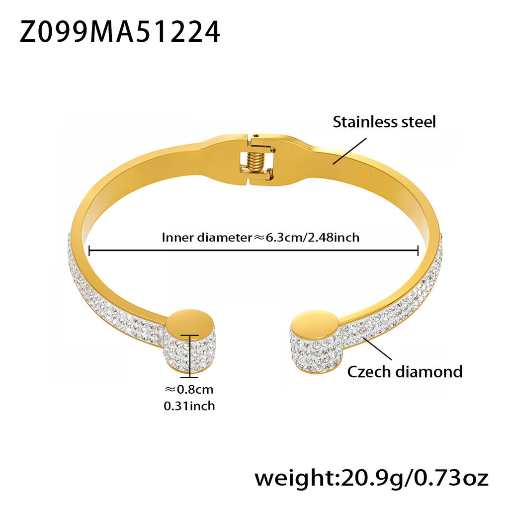 Stainless Steel Ultra-Shiny Full-Crystal Clip Bracelet