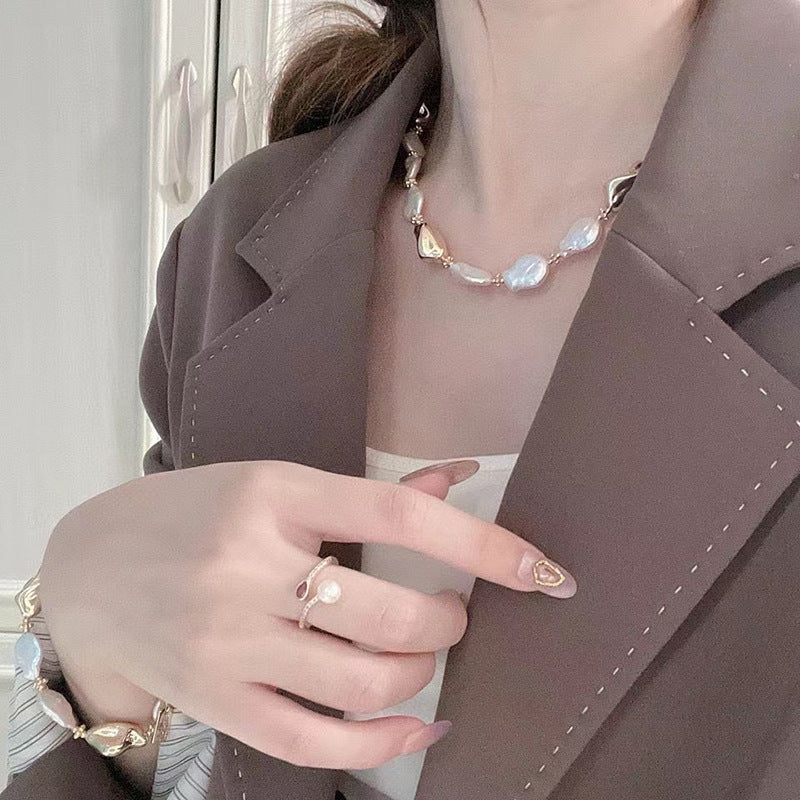 Baroque Pearl Necklace and Bracelet Set