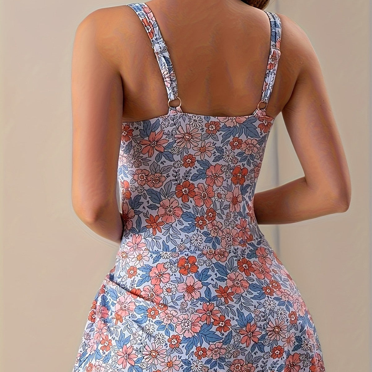 Skirt tie one-piece floral print one-piece swimsuit bikini