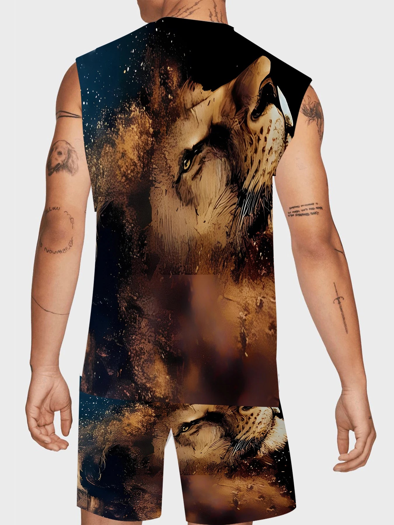Men's Tropical Floral Print Tank Top and Shorts Set Polyester Beachwear Quick Dry Vacation Outfit Rumanglobalcraft
