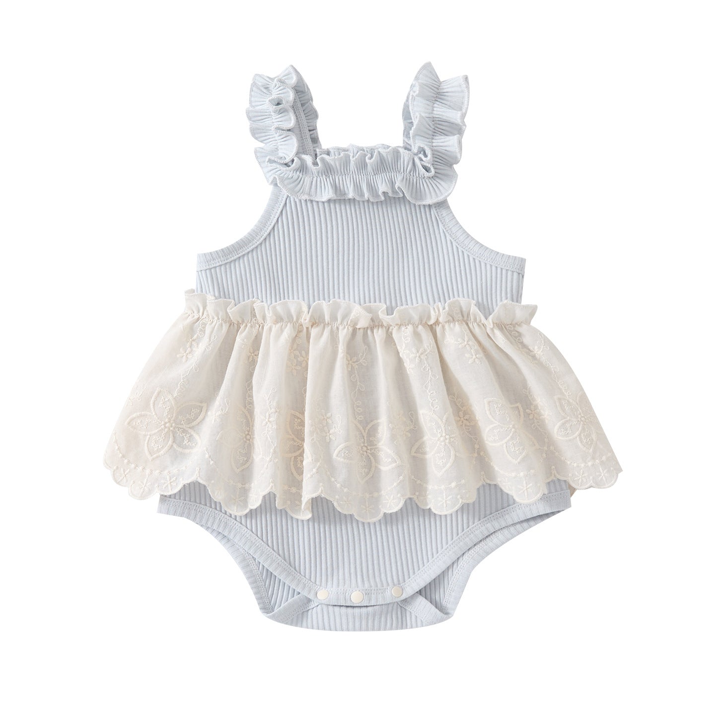 Lightweight Knit Sleeveless Romper Baby Stylish Versatile Sweet Patchwork Strap Bodysuit